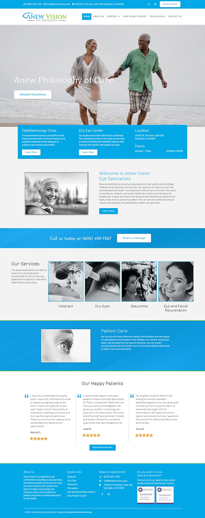 Anew Vision Eye Specialists Homepage Screenshot